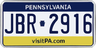 PA license plate JBR2916