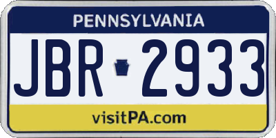 PA license plate JBR2933