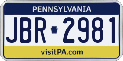 PA license plate JBR2981