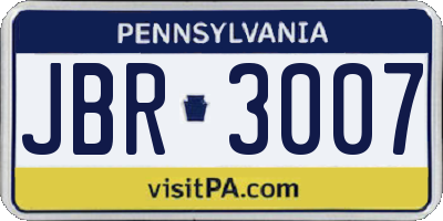 PA license plate JBR3007