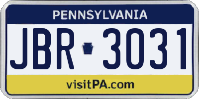 PA license plate JBR3031