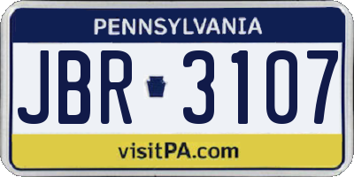 PA license plate JBR3107