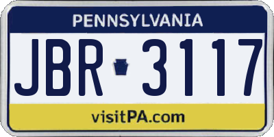 PA license plate JBR3117