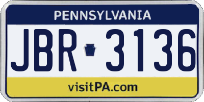 PA license plate JBR3136
