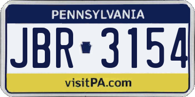 PA license plate JBR3154
