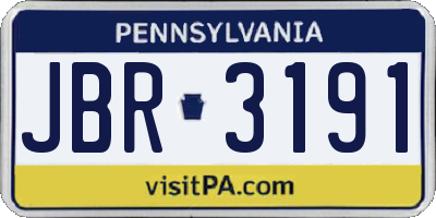 PA license plate JBR3191