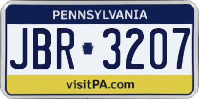 PA license plate JBR3207