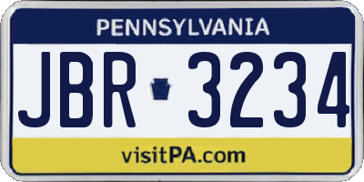 PA license plate JBR3234