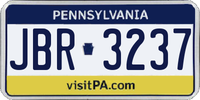 PA license plate JBR3237