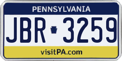 PA license plate JBR3259