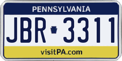 PA license plate JBR3311