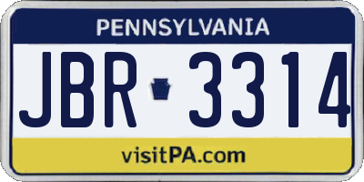PA license plate JBR3314