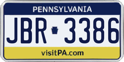 PA license plate JBR3386