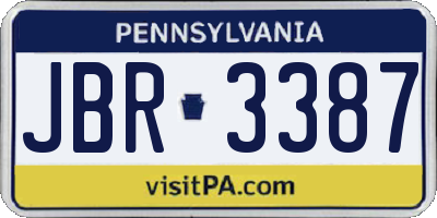 PA license plate JBR3387