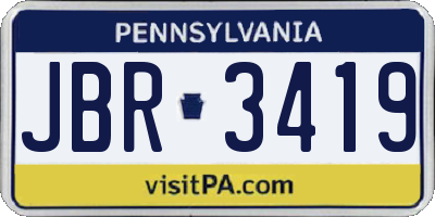 PA license plate JBR3419
