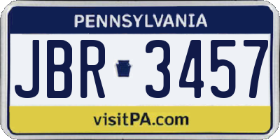 PA license plate JBR3457