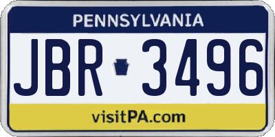 PA license plate JBR3496