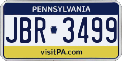 PA license plate JBR3499