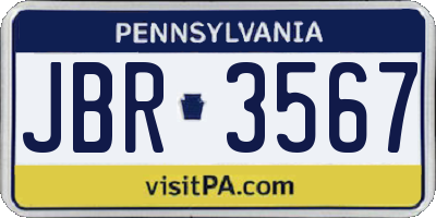PA license plate JBR3567
