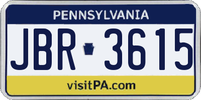 PA license plate JBR3615