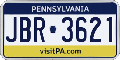 PA license plate JBR3621