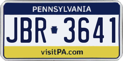 PA license plate JBR3641