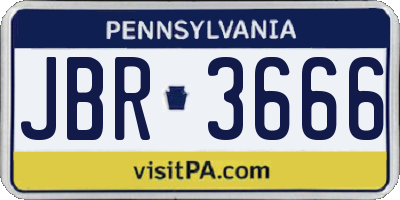 PA license plate JBR3666