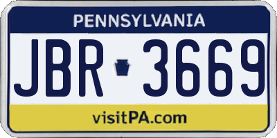 PA license plate JBR3669