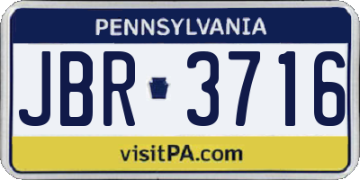 PA license plate JBR3716
