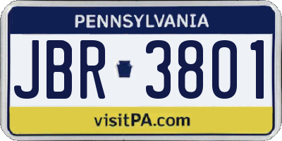 PA license plate JBR3801