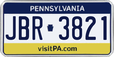PA license plate JBR3821