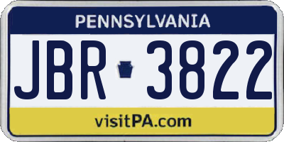 PA license plate JBR3822