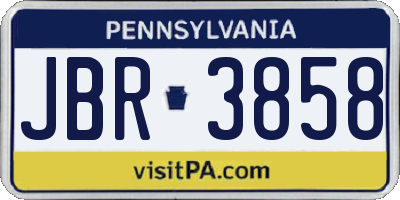 PA license plate JBR3858