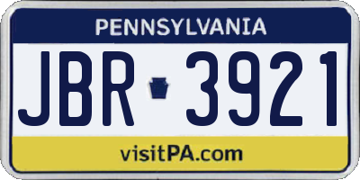 PA license plate JBR3921