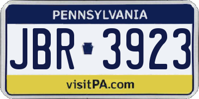 PA license plate JBR3923