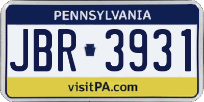 PA license plate JBR3931
