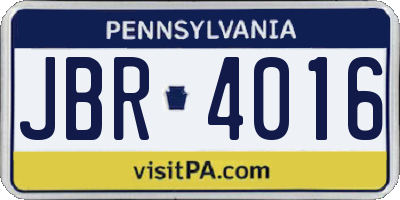 PA license plate JBR4016