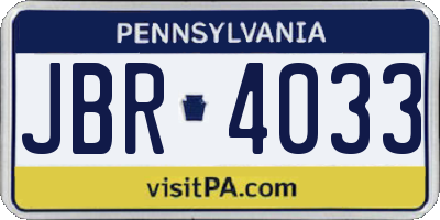 PA license plate JBR4033