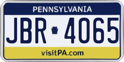 PA license plate JBR4065