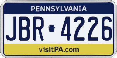PA license plate JBR4226