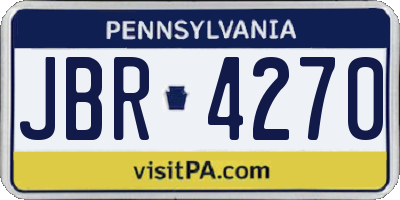 PA license plate JBR4270