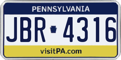 PA license plate JBR4316