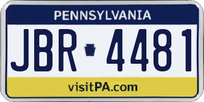 PA license plate JBR4481