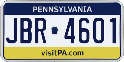PA license plate JBR4601