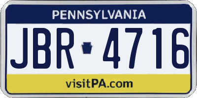 PA license plate JBR4716