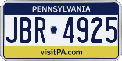 PA license plate JBR4925