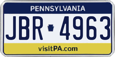 PA license plate JBR4963