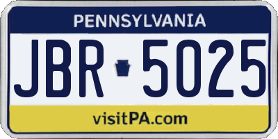 PA license plate JBR5025