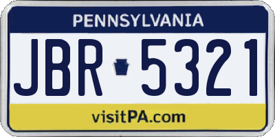 PA license plate JBR5321