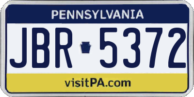 PA license plate JBR5372